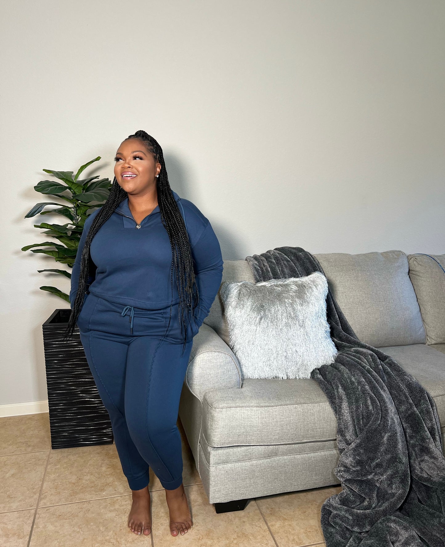 Cropped Pullover Jogger Set