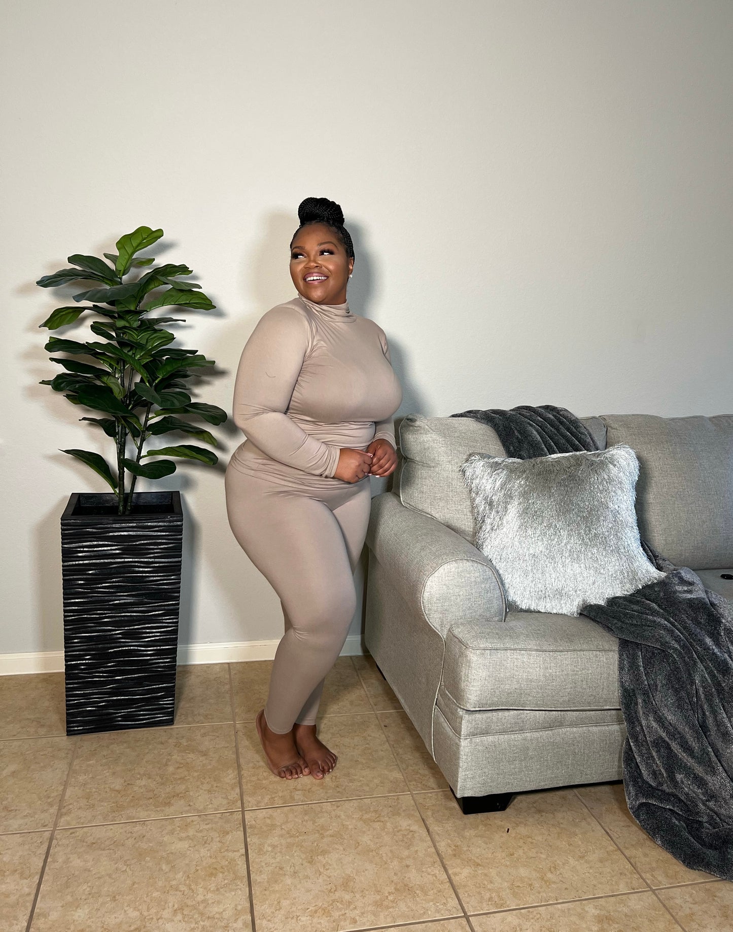 Mock Turtleneck Leggings Set