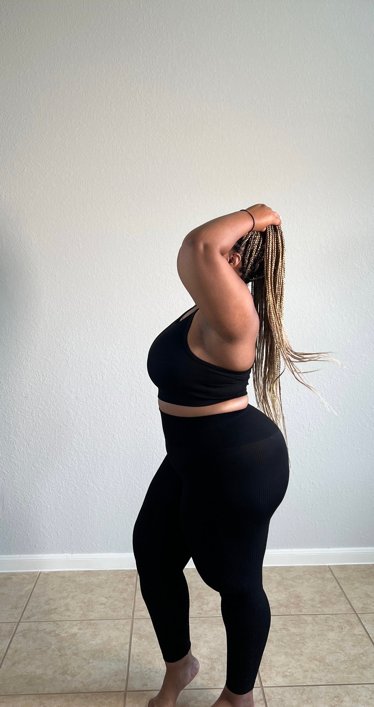 Seamless Ribbed Legging Set| Black