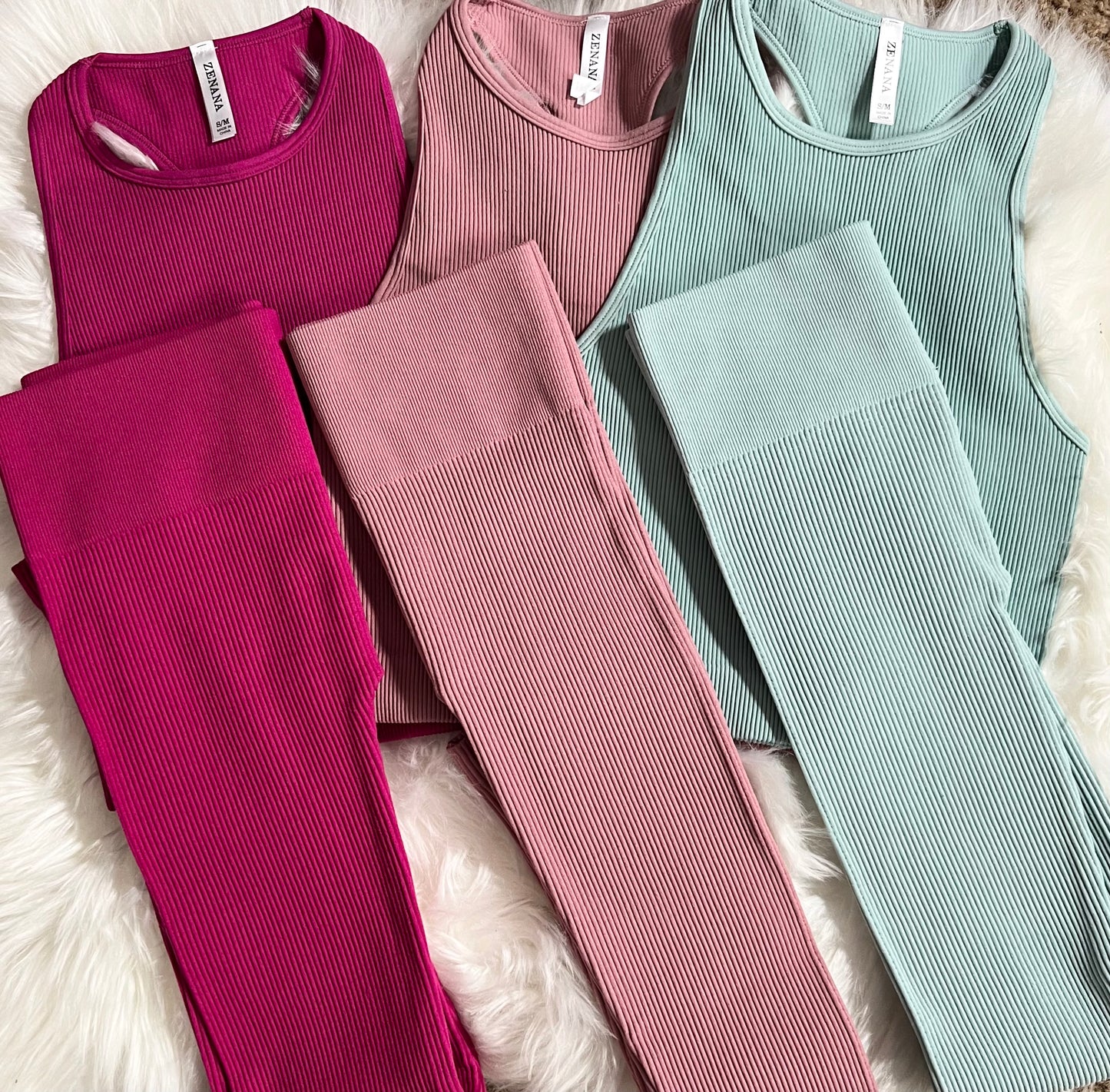 Seamless Ribbed Legging Set| Mint