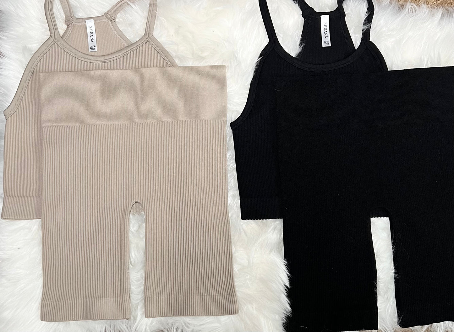 Ribbed Seamless Biker Short Set| Ash Mocha