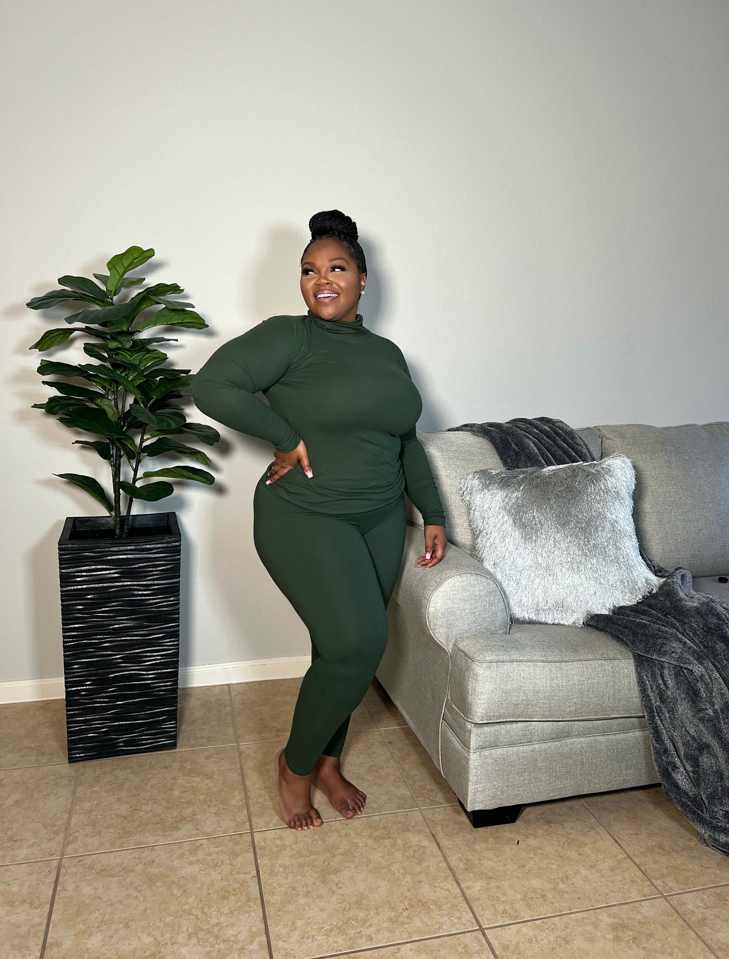 Mock Turtleneck Leggings Set