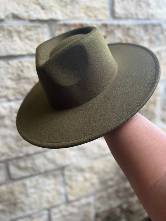 Wide Brim Fedora Hat | Olive